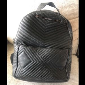 Steve Madden black quilted faux leather backpack